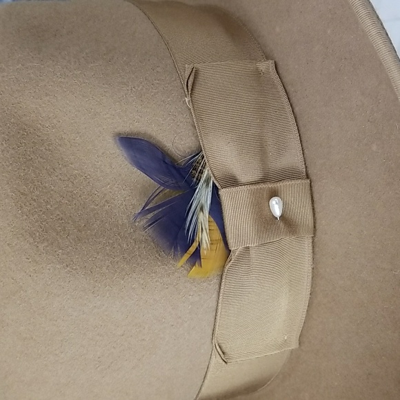 Shin Jin N.Y USA Vintage Fedora Wool Hat Tan S Small Fedora 100% Wool Hat Size L - Picture 8 of 8